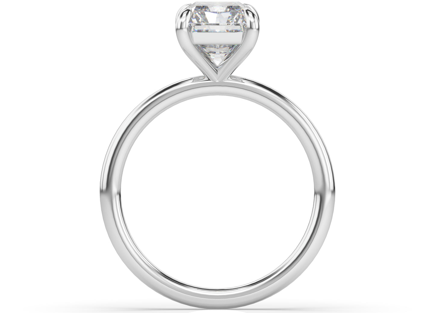 Radiant White Gold Four Claw Solitaire Moissanite Engagement Ring