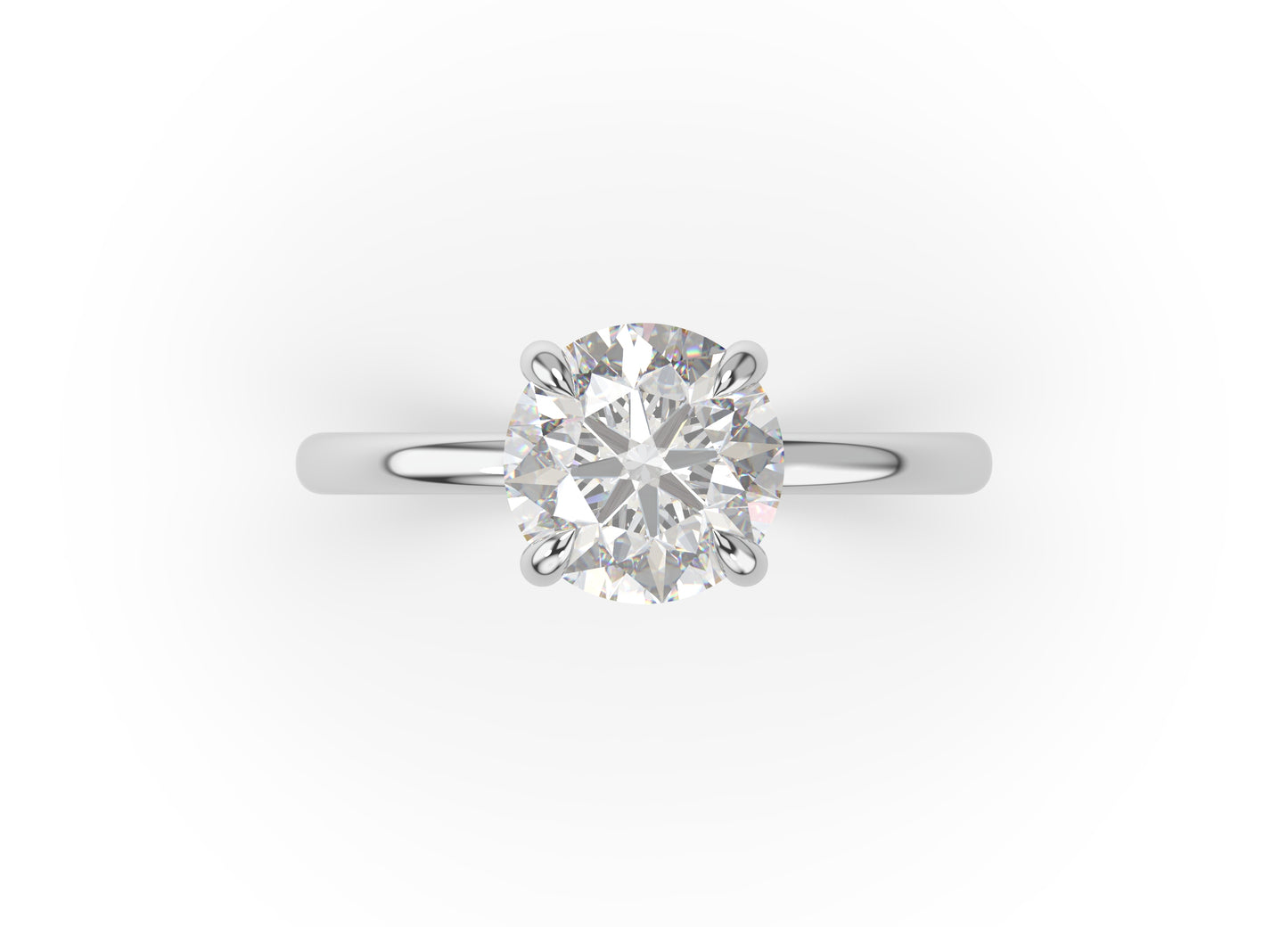 Round Brilliant White Gold Four Claw Solitaire Moissanite Engagement Ring