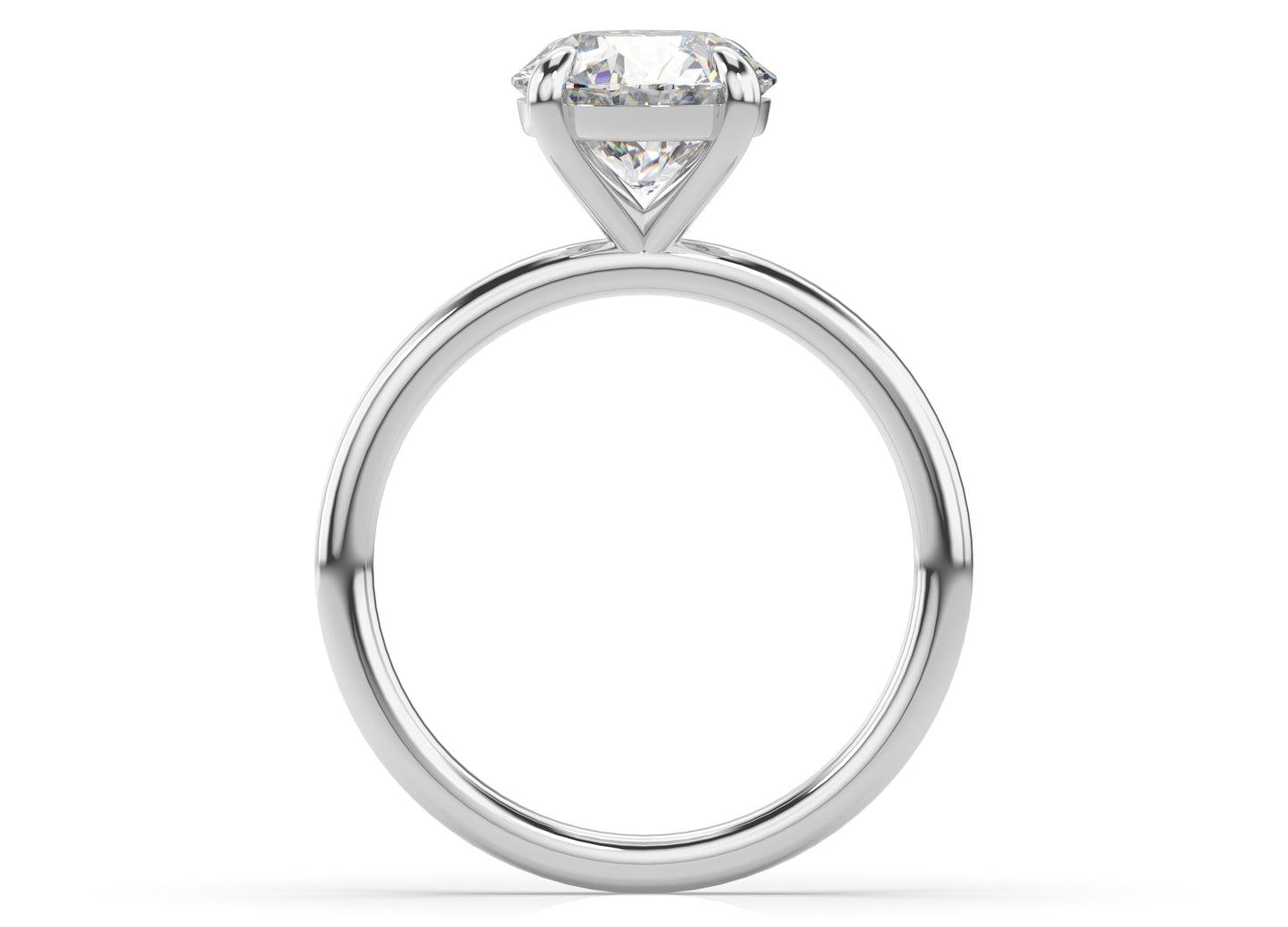 Round Brilliant White Gold Four Claw Solitaire Moissanite Engagement Ring