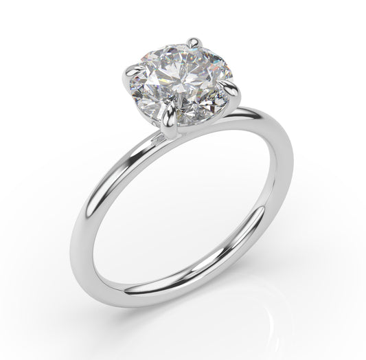 Round Brilliant White Gold Four Claw Solitaire Moissanite Engagement Ring