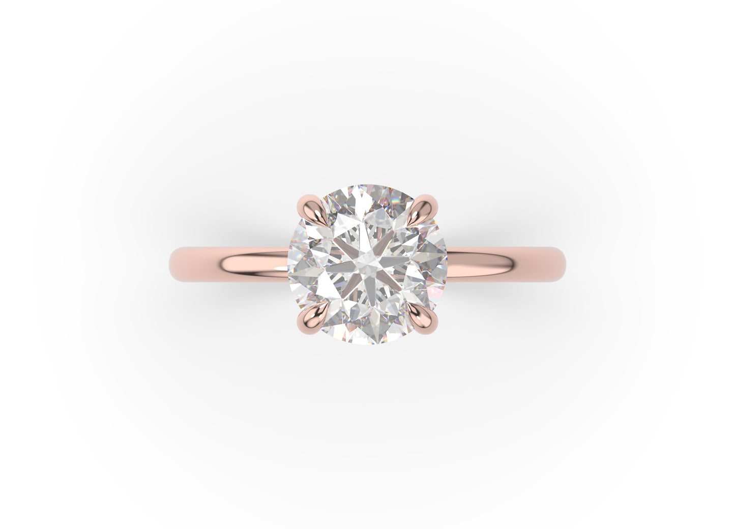 Round Brilliant Rose Gold Four Claw Solitaire Moissanite Engagement Ring