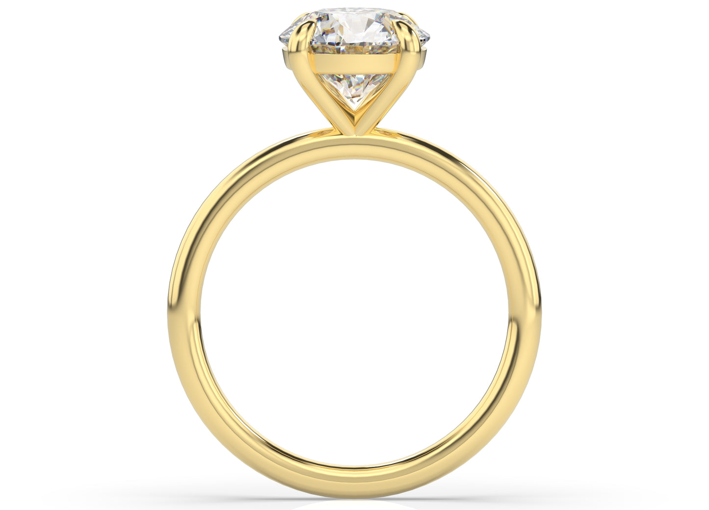 Round Brilliant Yellow Gold Four Claw Solitaire Moissanite Engagement Ring