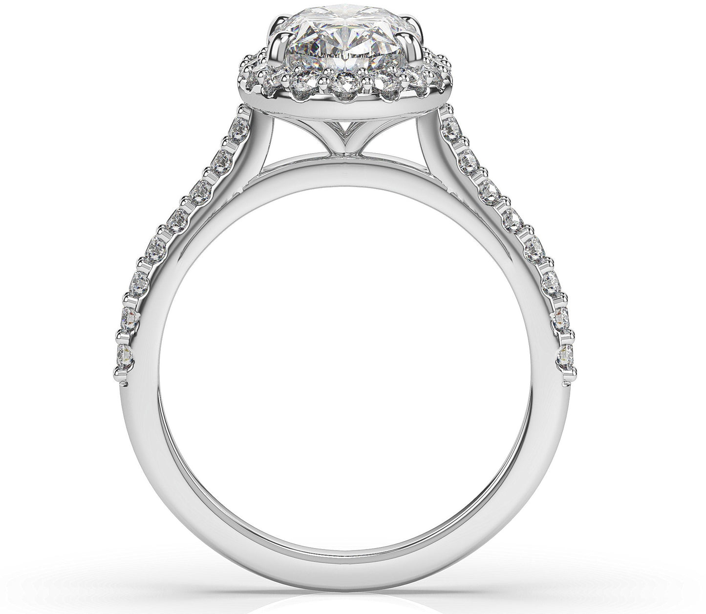 Oval White Gold Halo Moissanite Engagement Ring