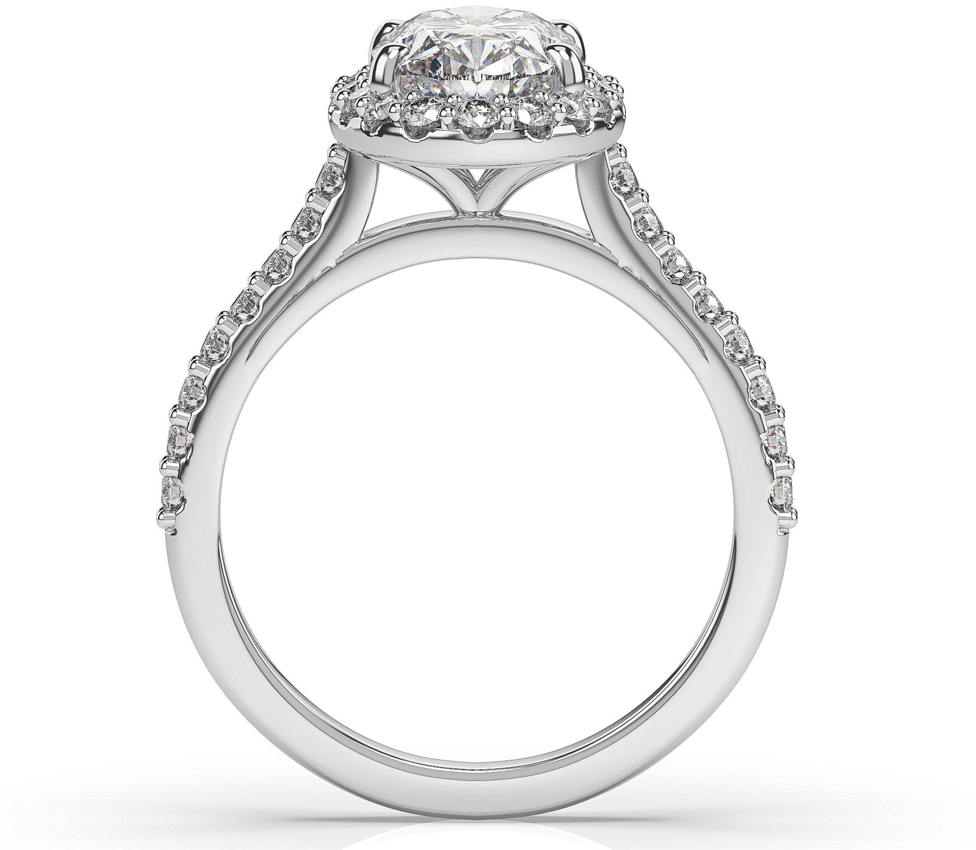 Oval White Gold Halo Moissanite Engagement Ring