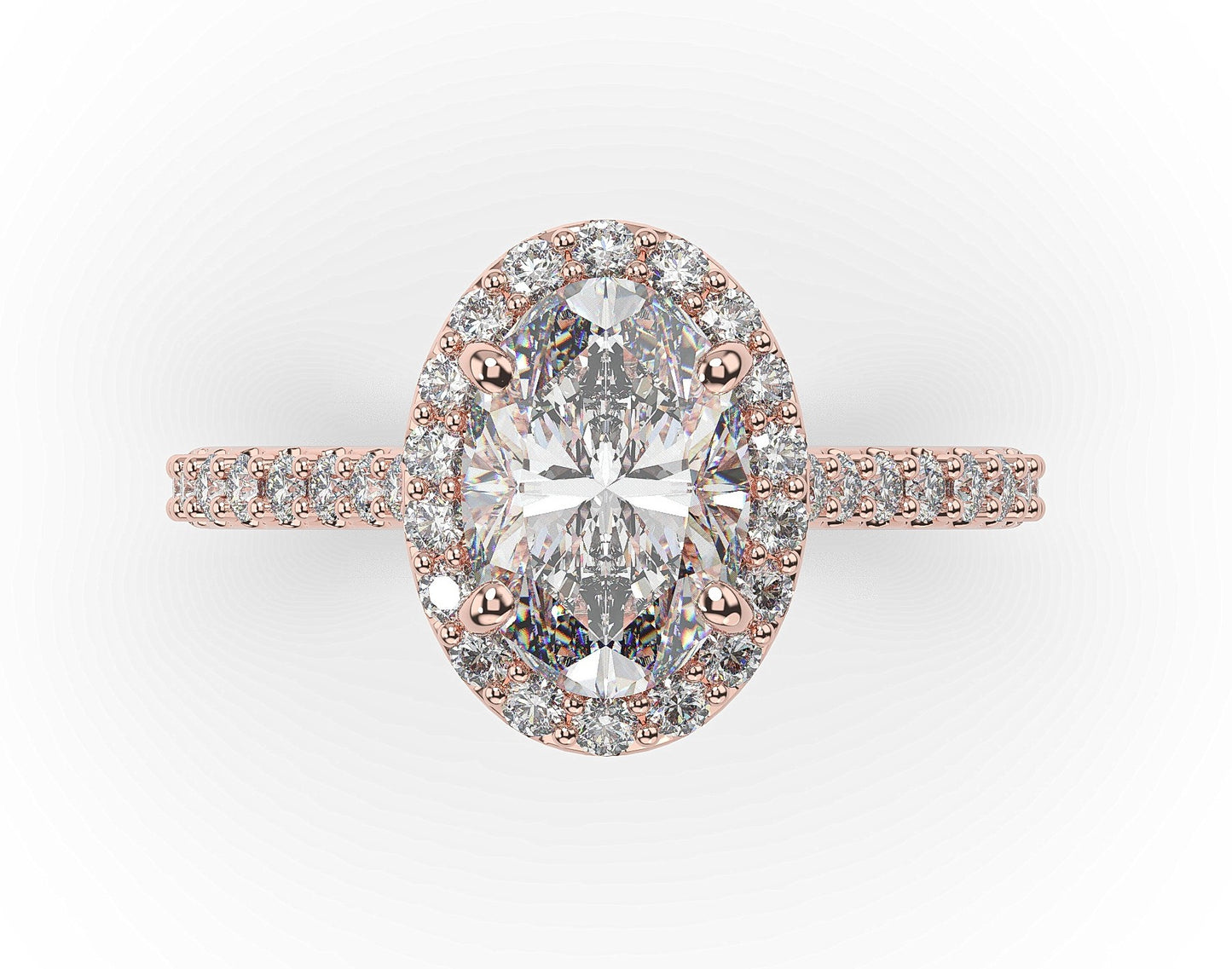 Oval Rose Gold Halo Moissanite Engagement Ring