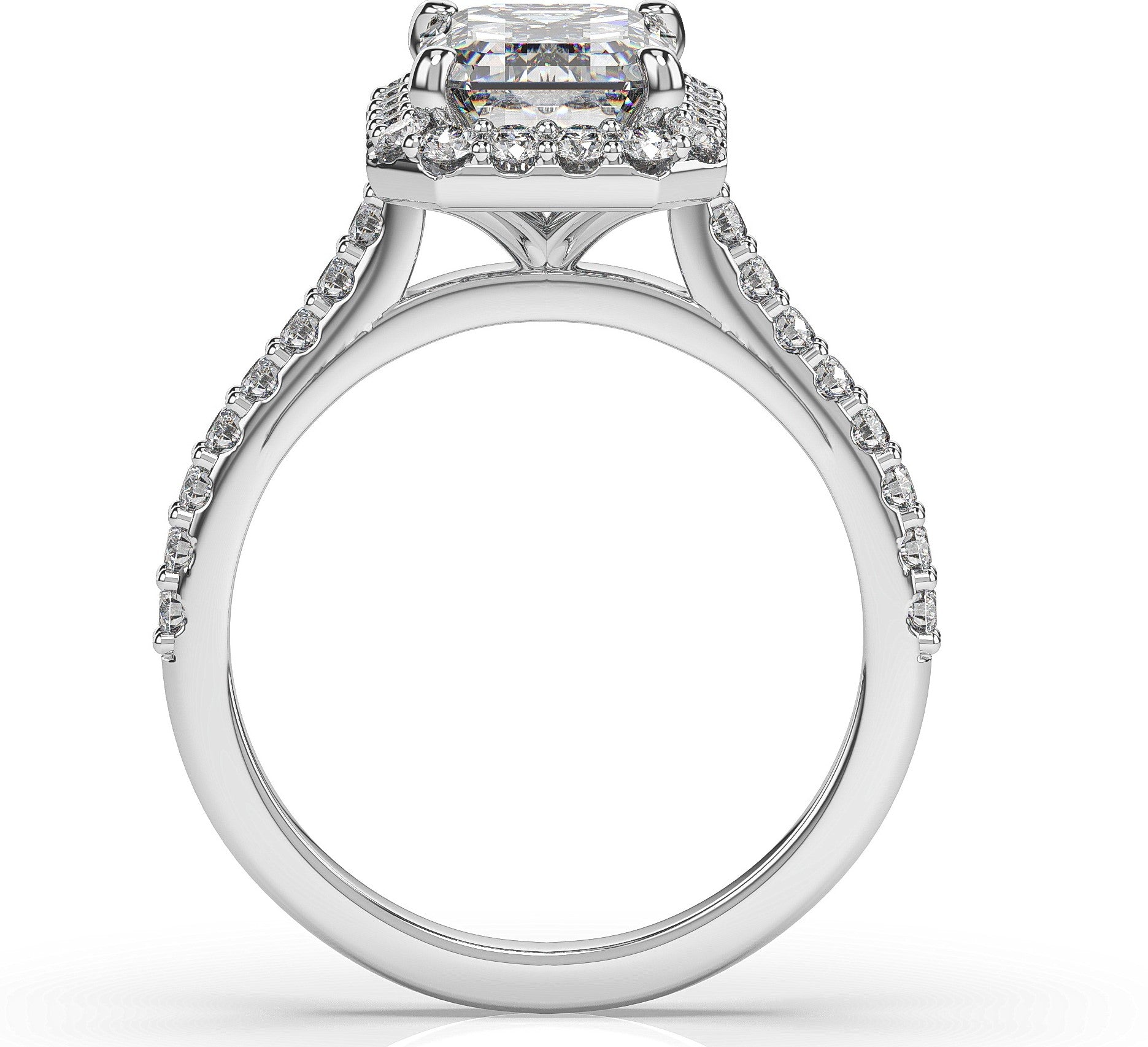 Emerald White Gold Halo Moissanite Engagement Ring