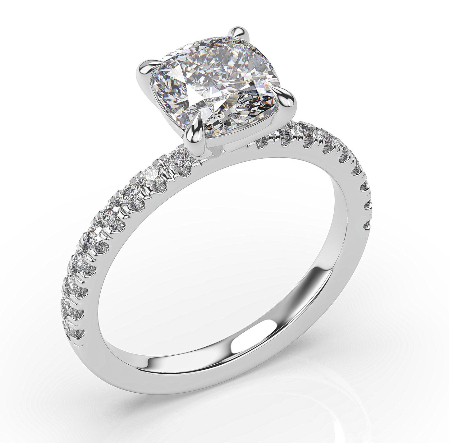 Cushion Claw Set Style Engagement Ring