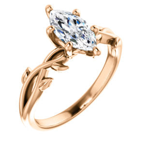 Marquise Solitaire Leaf Design Engagement Ring - I Heart Moissanites