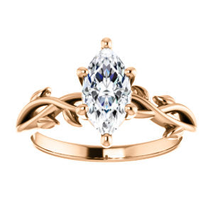 Marquise Solitaire Leaf Design Engagement Ring - I Heart Moissanites