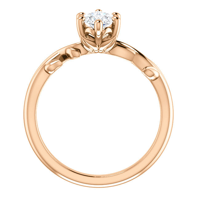 Marquise Solitaire Leaf Design Engagement Ring - I Heart Moissanites