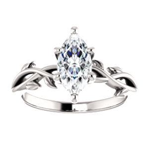 Marquise Solitaire Leaf Design Engagement Ring - I Heart Moissanites