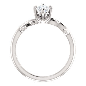 Marquise Solitaire Leaf Design Engagement Ring - I Heart Moissanites