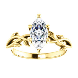 Marquise Solitaire Leaf Design Engagement Ring - I Heart Moissanites