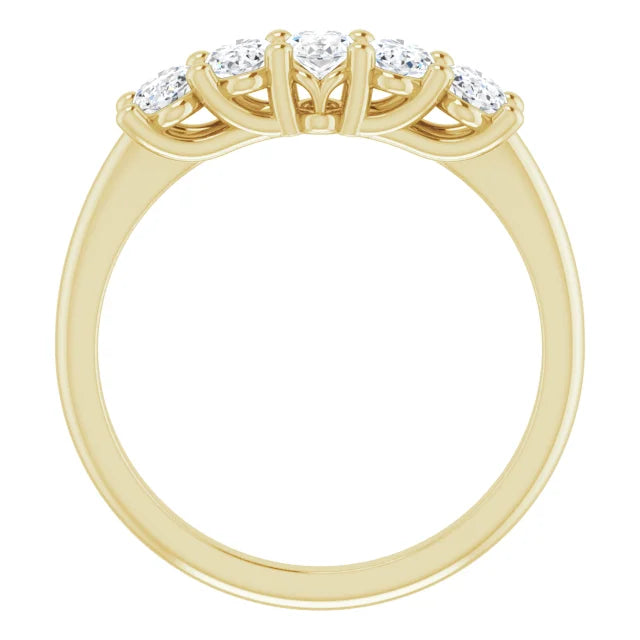 Five Stone Oval Cut Moissanite Anniversary Band