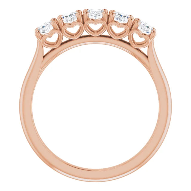 Five Stone Oval Cut Moissanite Anniversary Band