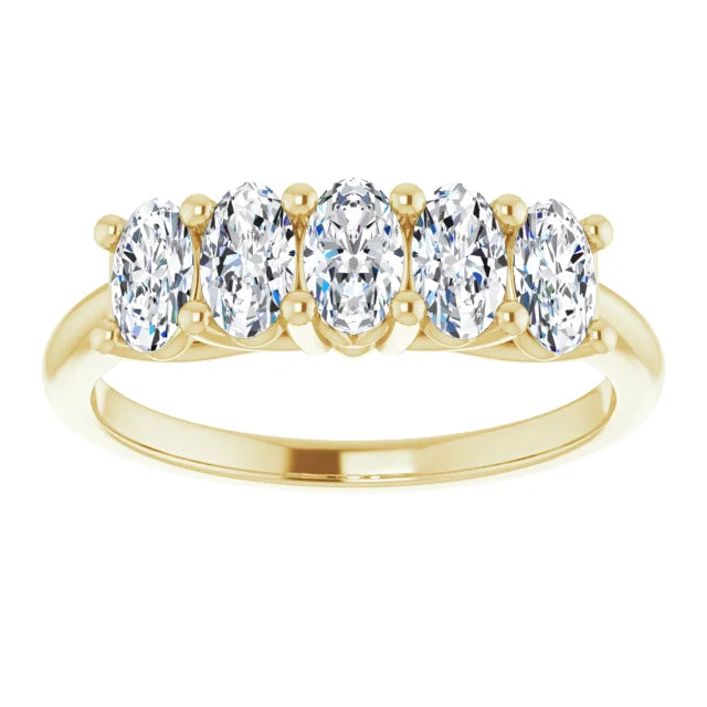 Five Stone Oval Cut Moissanite Anniversary Band