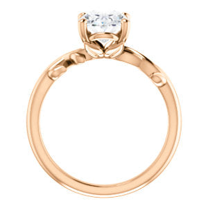 Oval Solitaire Leaf Design Engagement Ring - I Heart Moissanites