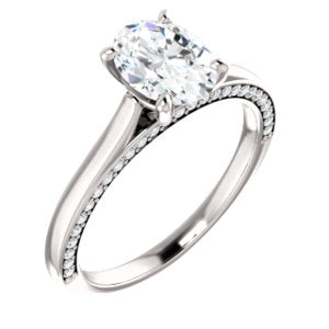 Oval Solitaire & Hidden Diamond Band Engagement Ring - I Heart Moissanites
