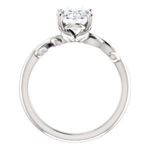 Oval Solitaire Leaf Design Engagement Ring - I Heart Moissanites