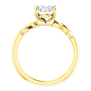 Oval Solitaire Leaf Design Engagement Ring - I Heart Moissanites