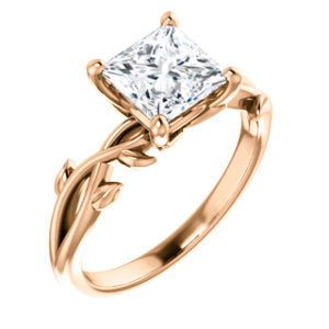 Princess Solitaire Leaf Design Engagement Ring - I Heart Moissanites