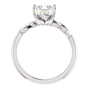 Princess Solitaire Leaf Design Engagement Ring - I Heart Moissanites