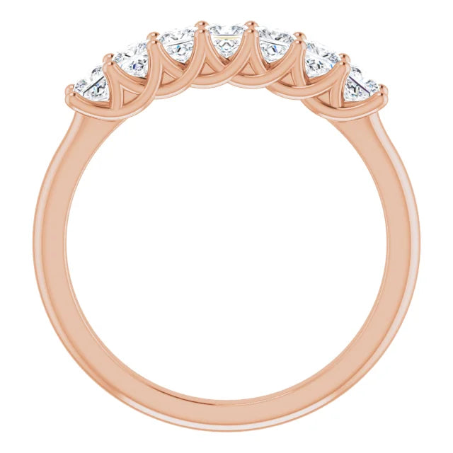 Seven Stone Princess Cut Moissanite Anniversary Band