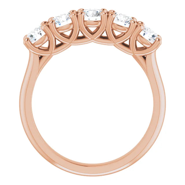 Five Stone Round Brilliant Moissanite Anniversary Band
