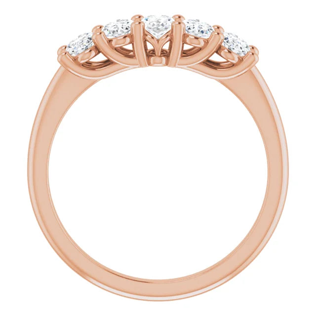 Five Stone Oval Cut Moissanite Anniversary Band