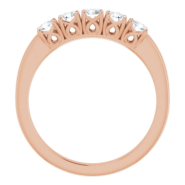 Five Stone Round Brilliant Moissanite Anniversary Band
