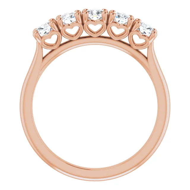 Five Stone Cushion Cut Moissanite Anniversary Band