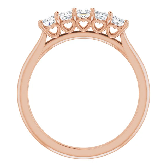 Five Stone Princess Cut Moissanite Anniversary Band