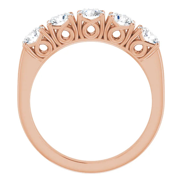 Five Stone Round Brilliant Moissanite Anniversary Band