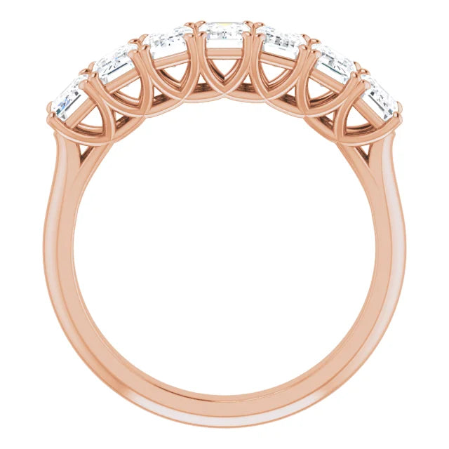 Seven Stone Emerald Cut Moissanite Anniversary Band
