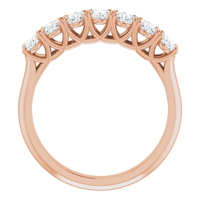 Seven Stone Oval Cut Moissanite Anniversary Band