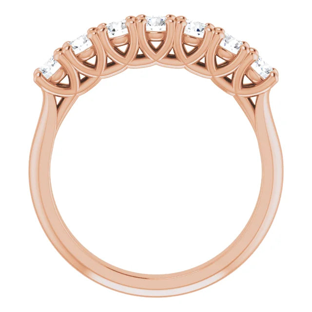 Seven Stone Round Brilliant Moissanite Anniversary Band