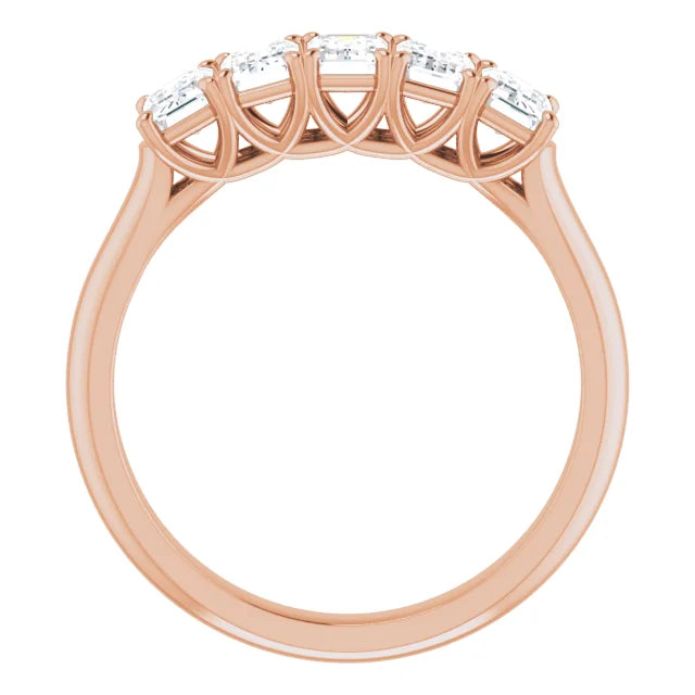 Five Stone Emerald Cut Moissanite Anniversary Band