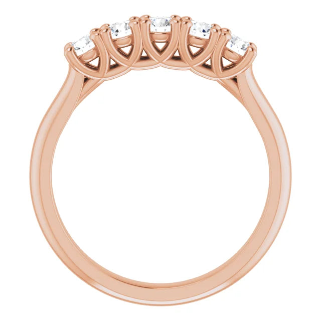 Five Stone Round Brilliant Moissanite Anniversary Band