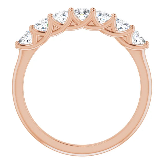 Seven Stone Cushion Cut Moissanite Anniversary Band