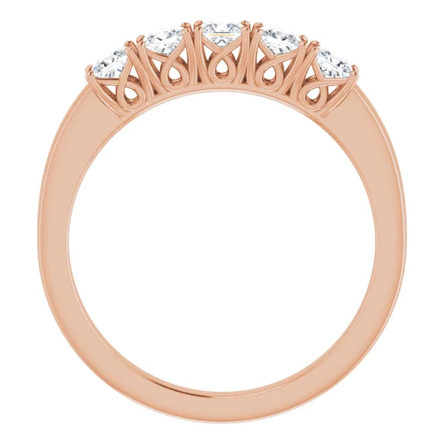 Five Stone Princess Cut Moissanite Anniversary Band