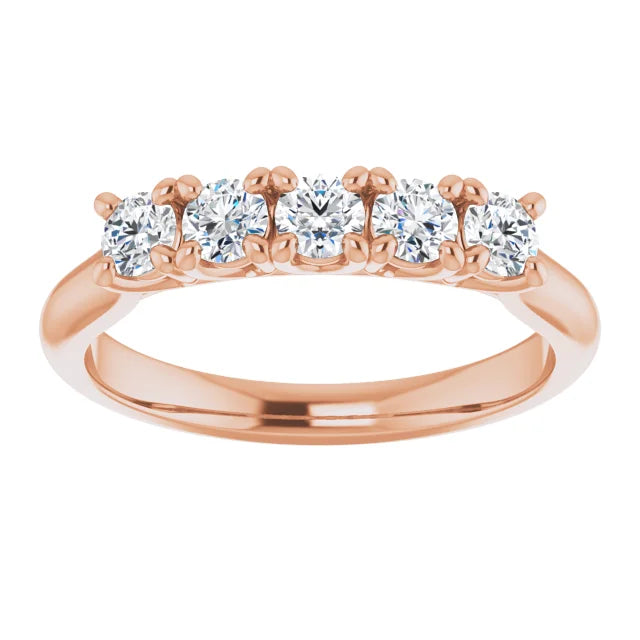 Five Stone Round Brilliant Moissanite Anniversary Band