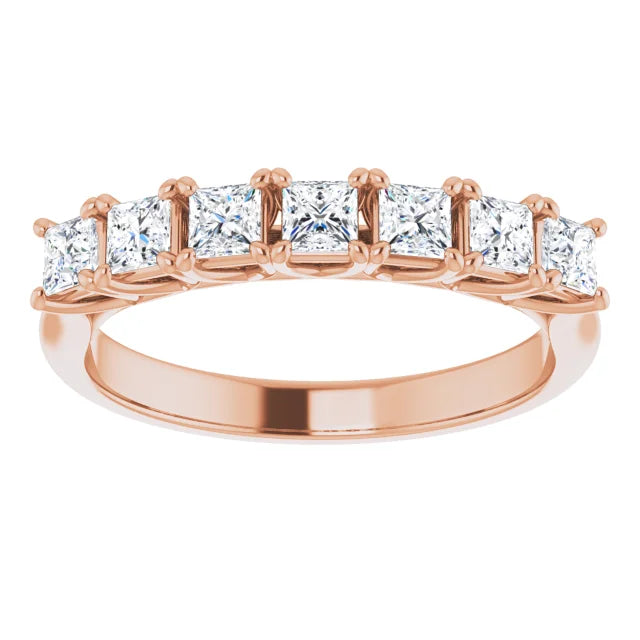 Seven Stone Princess Cut Moissanite Anniversary Band