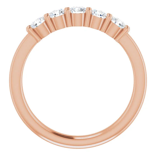 Five Stone Round Brilliant Moissanite Anniversary Band