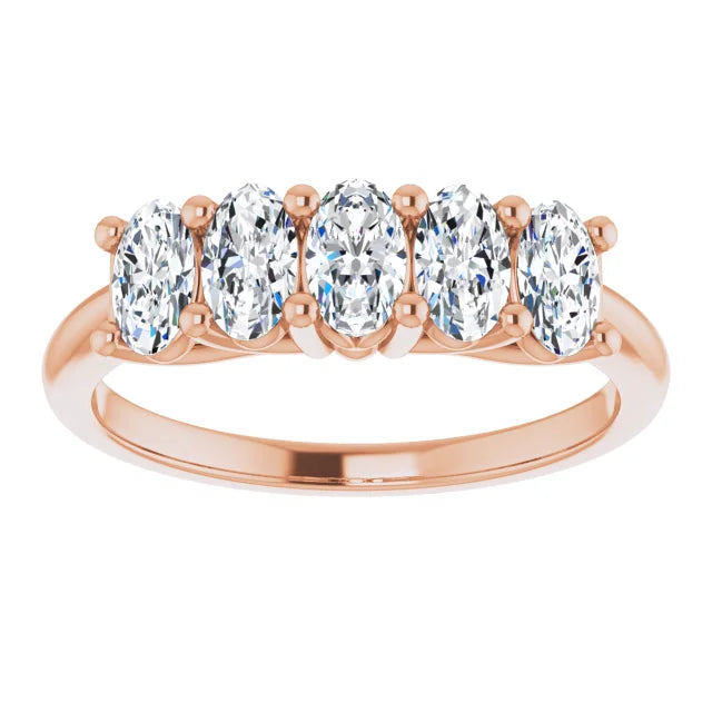Five Stone Oval Cut Moissanite Anniversary Band