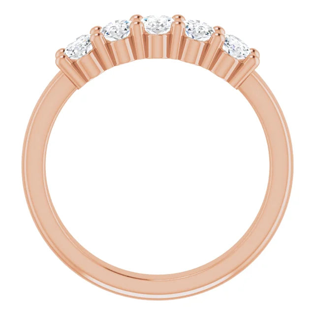 Five Stone Oval Cut Moissanite Anniversary Band