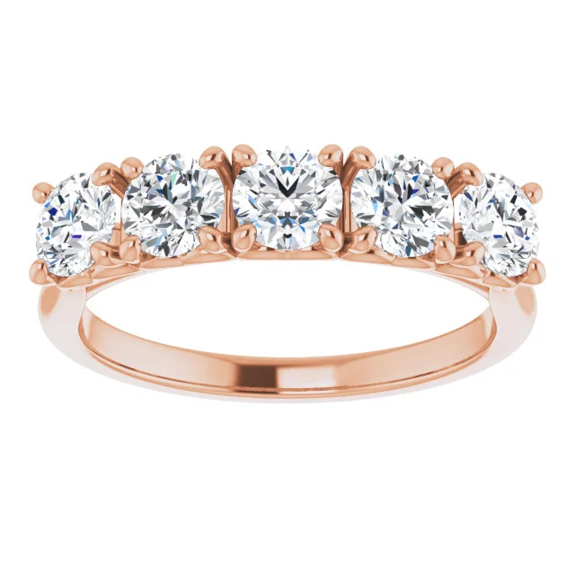 Five Stone Round Brilliant Moissanite Anniversary Band