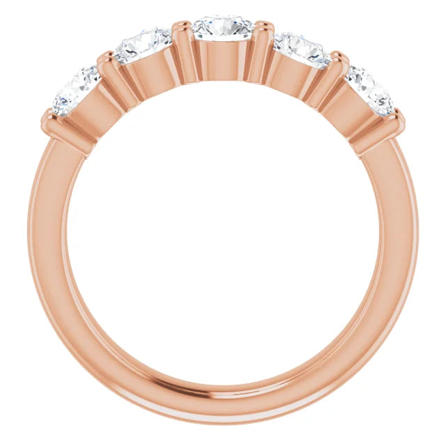 Five Stone Round Brilliant Moissanite Anniversary Band