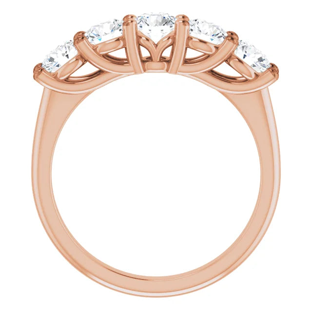 Five Stone Round Brilliant Moissanite Anniversary Band