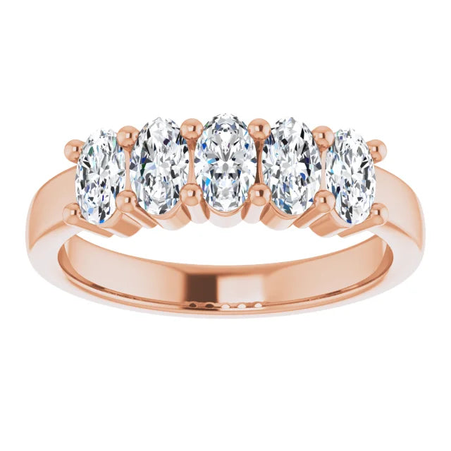Five Stone Oval Cut Moissanite Anniversary Band