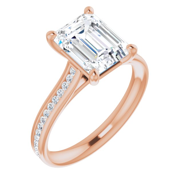Emerald Diamond Band Engagement Ring